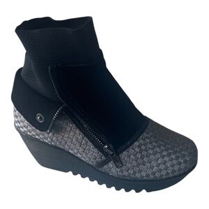 Bernie Mev Women's Woven Ankle Boots-Comfy Gunmetal Gray, Slip-On Casual Style